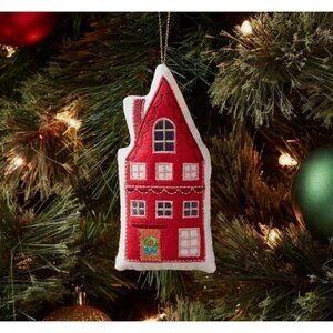 Target Fabric Plush House with Chimney Christmas Tree Ornament Red Wondershop